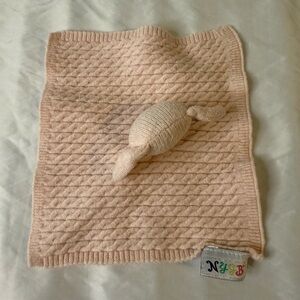 NYGB Pink Bunny Rabbit Security Baby Blanket Lovey Sweater Knit Rattle Head 7”